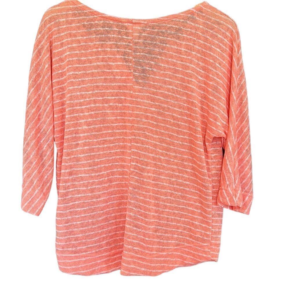 Caslon - Women's Coral White Northshore Stripped 3/4 Sleeve Top - Picture 8 of 9